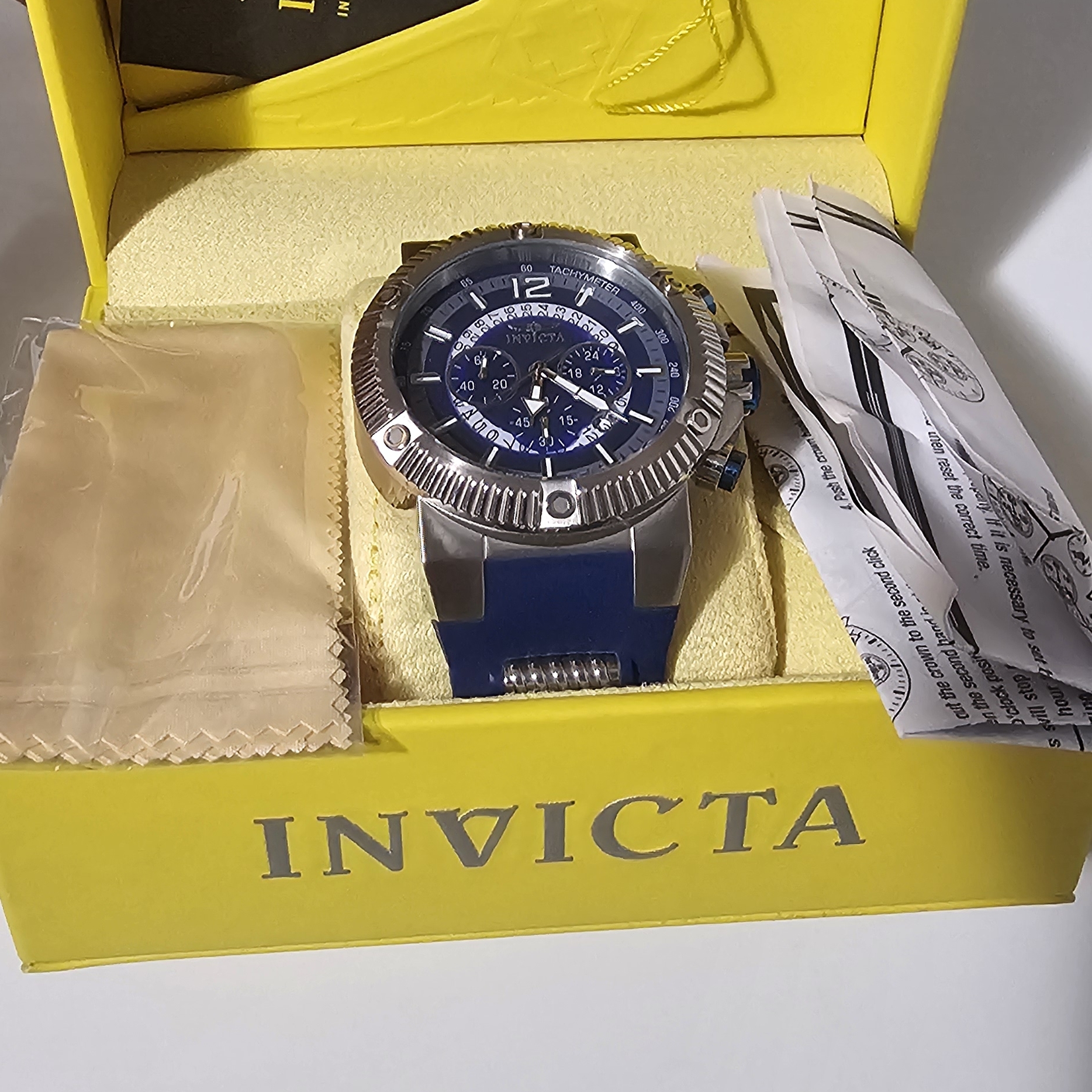 Invicta Blue Dial Stainless Steel Chronograph Watch